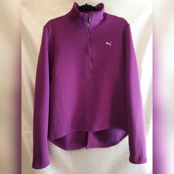 Puma Jackets & Blazers - Puma Quilted Knit Sweat Jacket Large Purple Hi Low